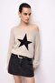7030 Women's Boat Neck Seasonal Starry Knitwear Sweater Stone - 4