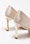 Vera Women's Beige Satin Gold Heel Pointed Toe Stiletto Heel U Stiletto - 3