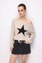 7030 Women's Boat Neck Seasonal Starry Knitwear Sweater Stone