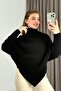 Women's Turtleneck Asymmetrical Cut Sweater Black