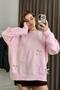 Woman's ribbon detailed Oversized knitted sweater pink