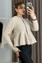 Women's Ruffled Yumoş Knitwear Cardigan Mink - 3