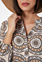 Women's Patterned Long Hijab Dress 2585 - C. Beige - 4