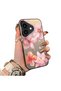 iPhone 16 Plus Compatible Hard Acrylic Back Silicone Edge Lens Protection Case Lily Pattern