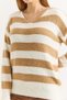 Women's bearded soft loose Striped sweater mink beige - 4