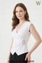Women's Double-Breasted Collar Side Buckled Sleeveless Blouse Summer - 2