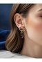 Women's Black Bow Model Gold Color Detailed Tiny Bow Steel Earrings - 2