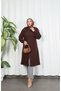 Zippered Quilted Long Cap Aci Brown Hnt8581 - 3