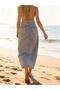 Asymmetrical Belt Detail, Front Slit, 5 Pockets, Stylish Denim Skirt - 3