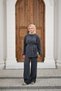 Women's Shirt and Elastic Waist Pants Tie-Detail Set Anthracite