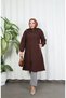 Zippered Quilted Long Cap Aci Brown Hnt8581 - 2