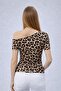 Boat Neck Drape Detailed Short Sleeve Blouse - 4
