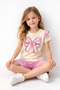 Girl's Short-Sleeved Ribbon Detailed Shorts and T-Shirt Two-Piece Set - 2