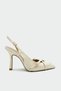 Flamin Buckle Detail Women's Ecru Heeled Shoes