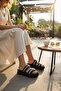 Black Stone Detailed Platform Slipper Double Strap Daily Comfortable Women's Shoes Slipper - 4