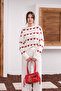 Ecru Red Heart Patterned Oversized Knitwear Sweater – Crew Neck Women's Winter Sweater - 5