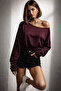 Women's Long Sleeve Regular Oyshy Boat Neck Blouse 25041 - 2