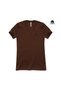 Women's Delfina V-Neck 1X1 Stretchy Rib Knit Short Sleeve Cotton Combed Cotton T-Shirt Brown - 2