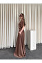 Brown Satin Slit Dress - 2026 - 3