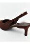 Brown Pointed Toe Women's Heeled Shoes - 6