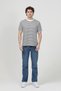 Men's Crew Neck Modal Fabric Striped T-Shirt Navy Blue - 26Y 1005 - 3