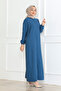 Sade Günlük Full Length Hidden Zipper Indigo Robe - 3
