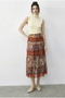 Women's Orange Multi Patterned Lace Detailed Lined Maxi Skirt 37207 60283997
