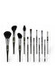 12pcs Professional Wave-Handle Makeup Brush Set - Luxury Silver & Black Ergonomic Design 🎨✨ - 2