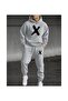 Men's Hooded Sweatshirt Top and Bottom Tracksuit Set Printed