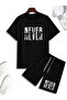 Shorts t-shirt - shorts bottom top tracksuit set Printed Oversized crew neck
