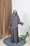 Sleeveless Beaded Dress Souffle Set Umrah and Hajj Clothing Gray Hnt7102