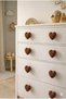 Set of 4 Brown Heart-Formed Handles Children's Room Knitted Patterned Decorative Drawer Handles with Heart Figures - 5