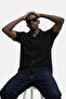Men's Short Sleeve Basic Black Relaxed Shirt - 6