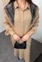 Scarf Detailed Balloon Sleeve Pocketed Long Shirt Dress 8997 - 4