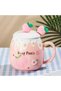 Meyve Patterned Ceramic Mug with Lid and Spoon, 10X10 cm - Pink