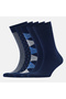 Stitch-Free Bamboo Socks Jacquard Navy Blue Patterned Colors Men's Socks Boxed 5 Pairs Premium Long Socks - 2