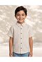 Boys Beige Dobby Short Sleeve Shirt