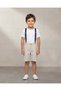 Boys Beige Stripe Suspender Shorts