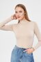 Turtleneck Long Sleeve Badi Viscose Stretch Fabric Body 123 Beige