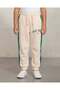 Girls Beige Placement Print Scuba Track Pants