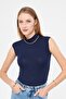 Turtleneck Zero Sleeve Badi Viscose Stretch Fabric Body 135 Navy Blue