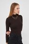 Turtleneck Long Sleeve Badi Viscose Stretch Fabric Body 123 Brown - 3