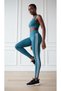 High Waist Sportsman Firming Striped Stretchy Tights Petrol Blue - 3