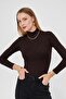 Turtleneck Long Sleeve Badi Viscose Stretch Fabric Body 123 Brown - 2