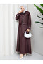 Contrast Stitching Li Denim Denim Jacket & Jile Hijab Set Rc6034 - 4