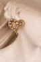 Jayla Bronze Heart Form Stone and Pearl Detailed Earrings