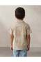 Boys Beige Palm Print Shirt With T Shirt - 3