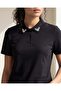 Women Black Polo Collar Top - 4