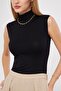 Women's Black Turtleneck Zero Sleeve Badi Viscose Lycra Bodysuit 135 - 4