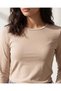 Women Beige Long Sleeve Crew Neck T-Shirt - 4